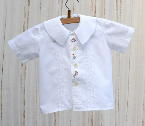 Camisa Para Niño / Niña De Algodón Blanca 07_134