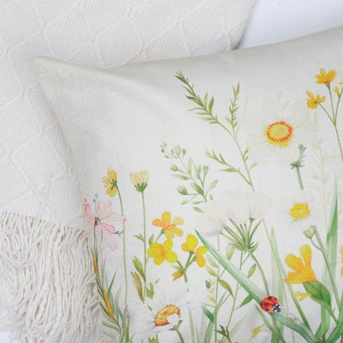 Funda De Almohada Hello Spring Set De 4, 45x45 Cm, Blanco-