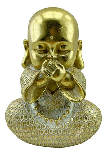 Figura Niño Buda Sabio Dorado 16.5cm Feng Shui Deco Zn 