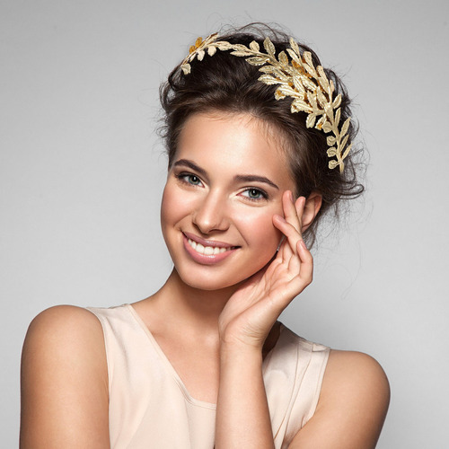 // Traje De Tiara De Folha Dourada, Romana Grega, Dourada