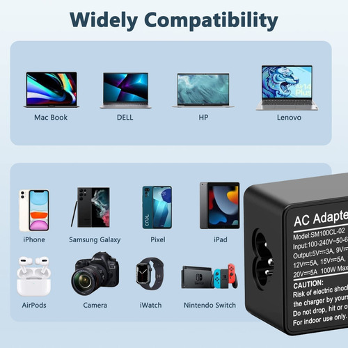Cargador Adaptador De Corriente Usb-c De 100 W Para Mac Book