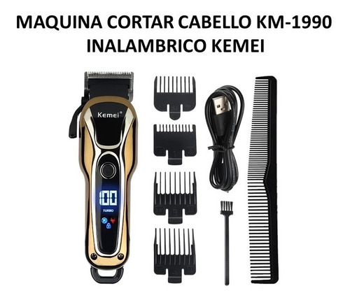 Maquina Cortar Cabello Km-1990 Inalambrica Kemei