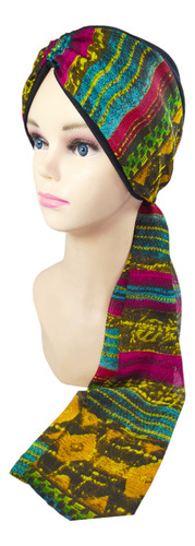 Turbante Para Mujer Gorro Dama Oncológico Quimio Alopecia Color Negro-multicolor