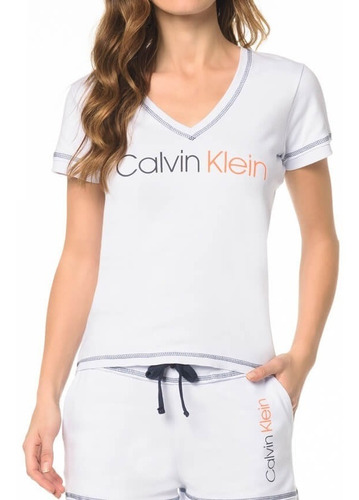 Camiseta Calvin Klein Underwear Gola V Estampada Rico30