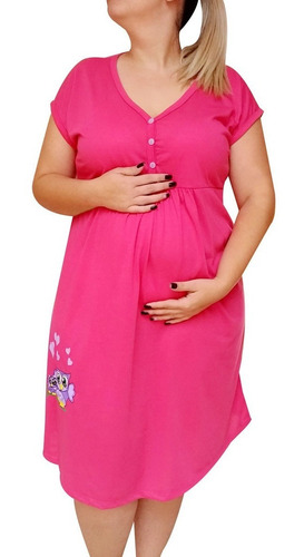 Imagem 5 de 10 de Kit 2 Camisolas Plus Size Gestante E Maternidade 7876 0271