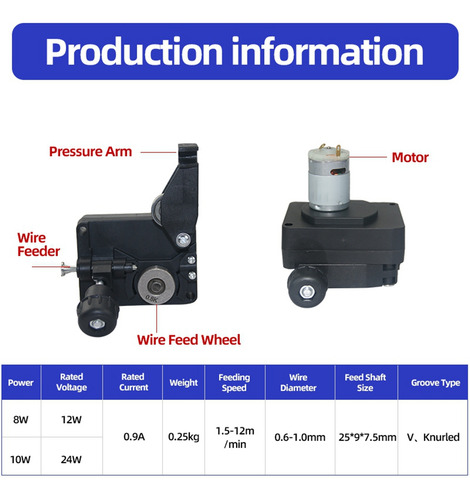 Alimentador De Alambre Derecho Dc12v, Alimentador De Alambre