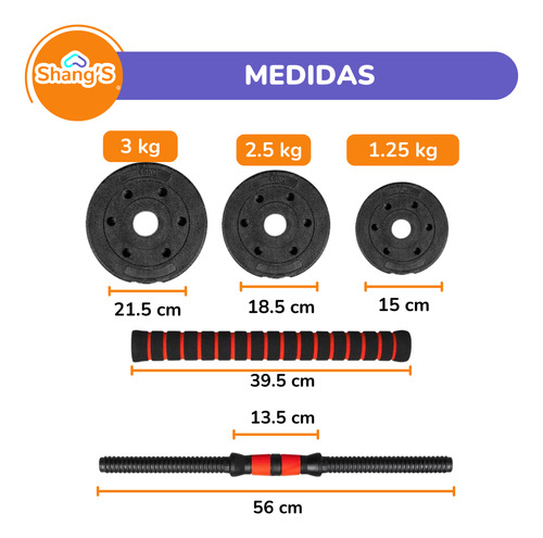 Set Mancuernas Ajustables 40 Kg Barra Y Mancuernas En Uno