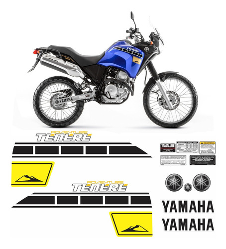 Kit Completo Adesivo Yamaha Tenere 250 2016 Azul Tnr017 Cor PRETO E AMARELA