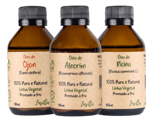 Kit De Óleos Vegetais Ojon, Alecrim E Rícino - Insitta