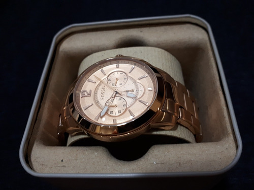 Relógio Unissex Original Fossil Dourado Cobreado
