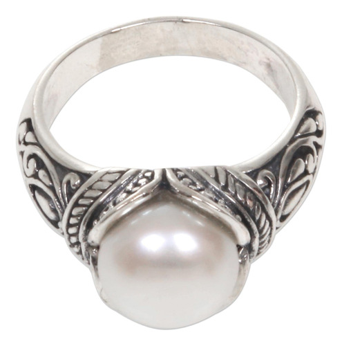 Anillo De Plata De Ley 925 Con Perla Blanca Cultivada De