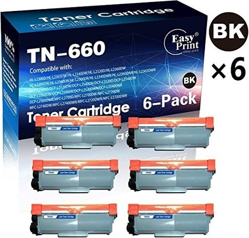Compatible 6-pack Negro Tn660 Tn660 Cartucho De Tóner Tra