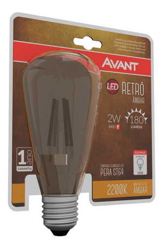Lampada Retro Vintage Led 2w St64 127/220V Avant 10 Unidades
