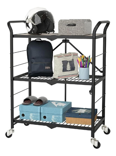 Carrito Cocina Organizador Plegable Acero 3 Niveles Wk-022