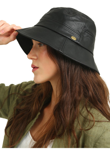 Sombrero Gorro Piluso Eco Cuero Excelente Calidad Elegante Negro 58