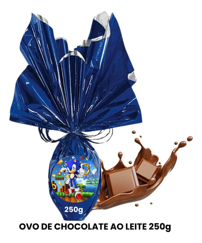 Ovo De Páscoa Boneco Sonic Chocolate Ao Leite 250g Infantil