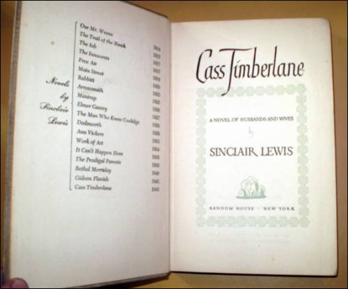 Cass Timberlane _ Sinclair Lewis - Primera Edicion / 1945