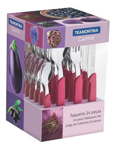 Cubiertos Tramontina Juego De 24 Piezas Carmel Fucsia