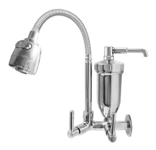 Torneira Filtro Cozinha Parede Gourmet Ducha Cromado C-72 Cor Prateado
