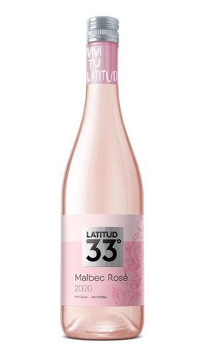 Botella De Vino Rosado Latitud 33 Malbec Rose X 750 Ml