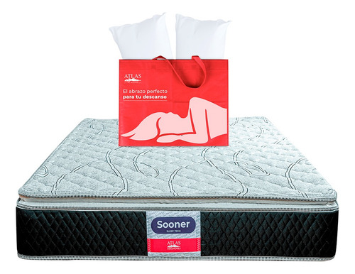 Colchón Queen Size Ortopédico + 2 Almohadas Atlas Basics