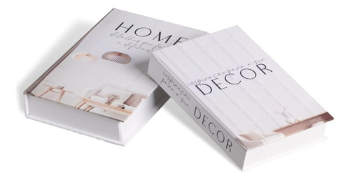 Caixa Livro Falso Decorativo Fake Kit 2 Porta Objetos Home Cor Branco Home Decor