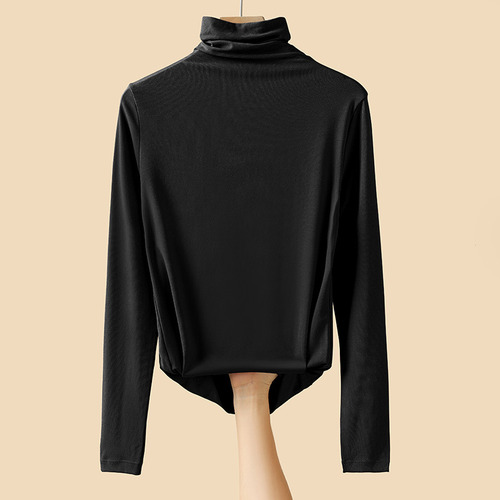 Polo Modal Con Cuello De Tortuga Y Capa Inferior Para Mujer,