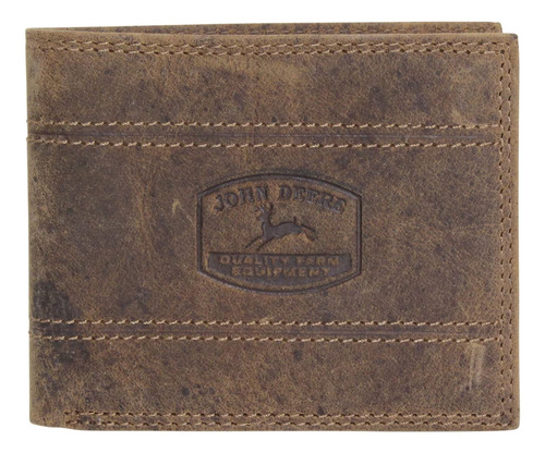 Billetera Hombre John Deere Logo Histórico Marrón Piel Pasac