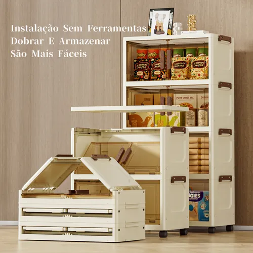 Kit 12 caixas organizadoras dobráveis com rodinhas | Casa & Organização | Plástico PP 6L