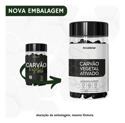 Kit 2 Frascos Carvão Vegetal Ativado Suplemento 120 Cápsulas Sabor Without Flavor