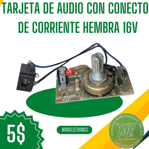 Tarjeta De Audio Con Conector De Corriente Hembra 16v 