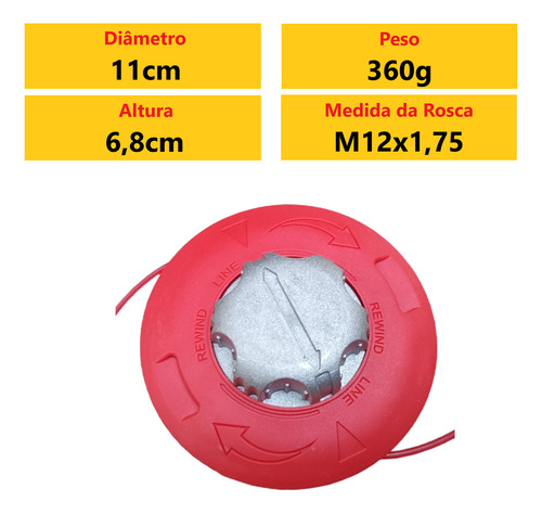 Carretel Automatico Para Roçadeira Husqvarna M12 253rb 543rs