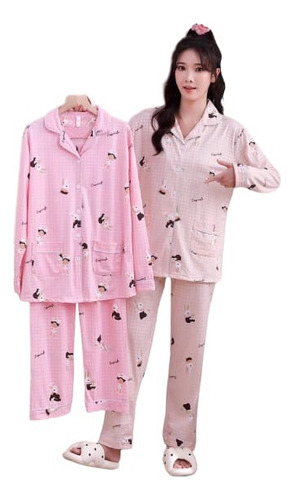 Pijama Mujer 2 Piezas Manga Larga Para Verano Y Primavera P2