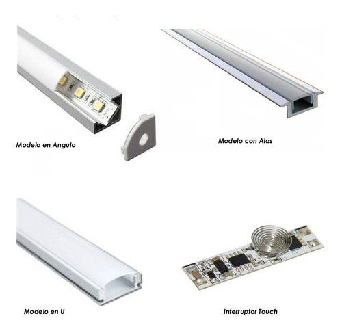 Perfil De Aluminio Para Led 1mt - Tipo U - Con Tapa