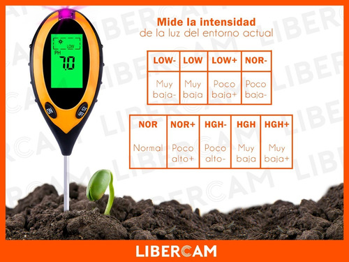 Imagen 8 de 10 de Medidor De Ph Digital Suelo Humedad Temperatura Y Luz 4 En 1