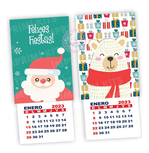 Kit Calendarios Imprimibles 2022 Mignon Fiestas Navidad P3