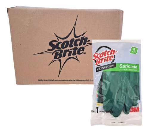 Guante Satinado Scotch-brite Verde Grande 8-8 1/2 C/24 Verde