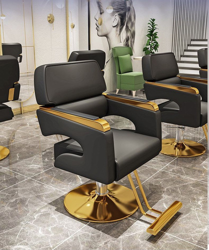 Sillón De Barbero Ergonómico Con Altura Ajustable Color Nego