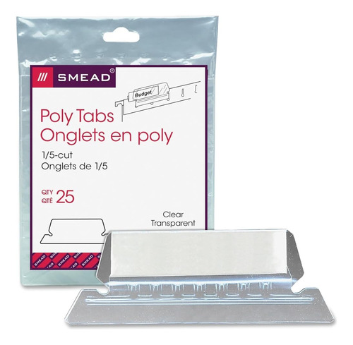 Lengüeta De Corte Smead Poly 1/5, Transparente, 25 Por Paque