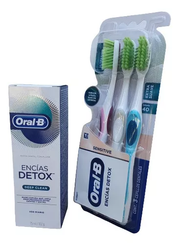 Cepillos Dentales Extra Suave Oral-B Sensitive Encías Detox 3 Unidades