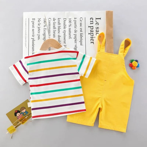 Conjunto Niño Playera Manga Corta Y Overol Mono De Verano