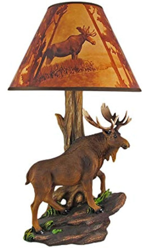 Lámpara De Mesa North American Bull Moose Con Pantalla