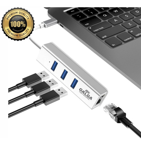 Cable Usb Tipo A 3.0 A Rj45 Ethernet Red Lan + Usb 3.0 X 3