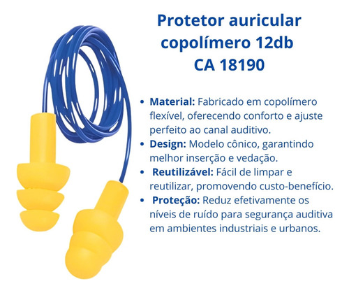 Protetor Auricular Ouvido Redução Ruído 12db Freitas Ca18190