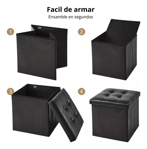 Baul Puff Plegable 38cm Asiento Ecocuero