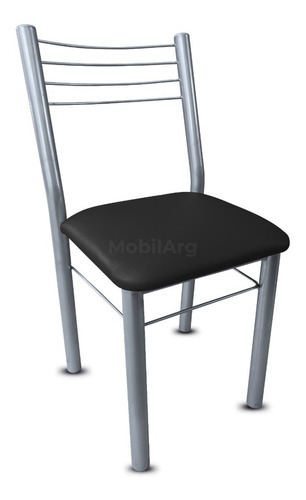 Imagen 3 de 4 de Silla De Comedor Cocina Bar Caño Gris Metalizado Pack X4 Asiento Tapizado Respaldar De Hierro Con Refuerzo