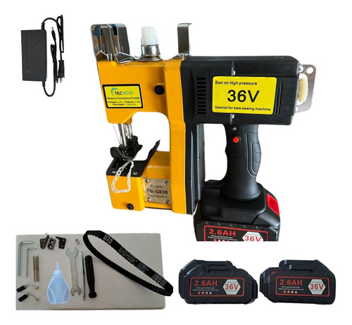 Maquina De Costura Boca De Saco 2 Baterias Cor Amarelo 110v/220v