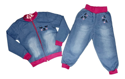 Imagem 8 de 8 de Conjunto Inverno Infantil Jeans Cílios Menina Jaqueta Calça
