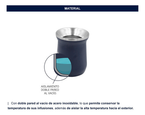 Mate Acero Inoxidable Bremen Termico Frio Calor 7743 Color Azul