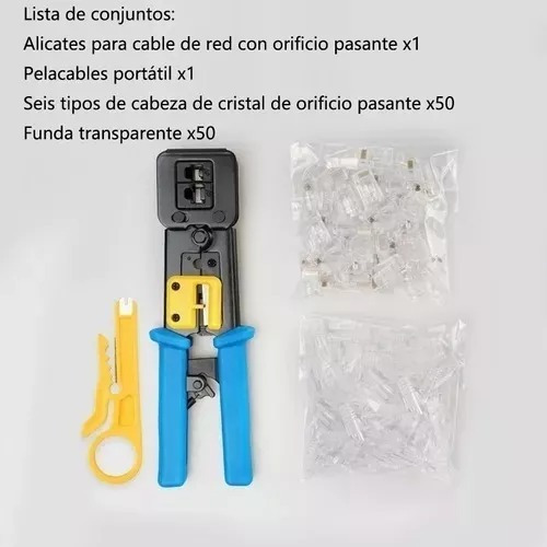 Crimpeadora Ez Rj45 +50 Conectores Cat6 Prensa Anticorte